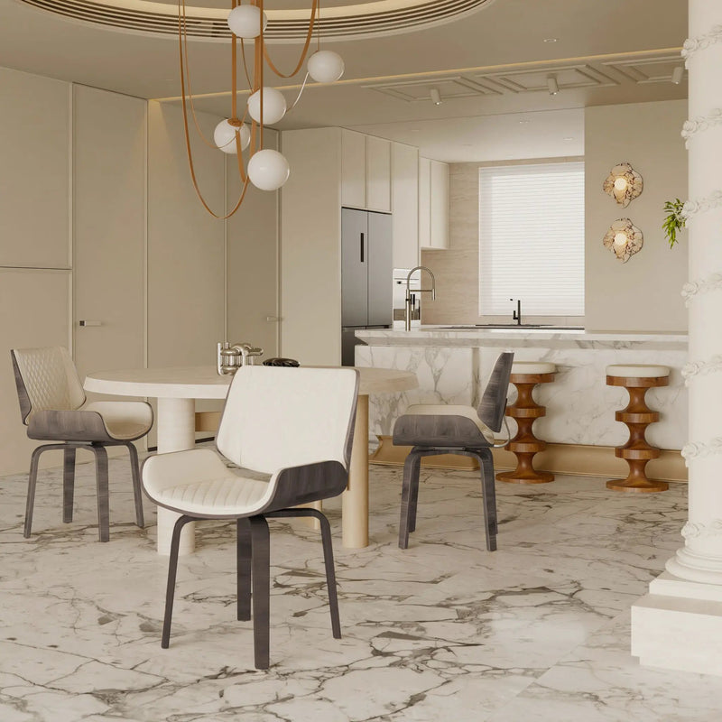 Dining Chair 360° Swivel, Ergonomic Design Upholstery, Bentwood Frame, (Set of 2) - Beige by Unique Piece Furniture
