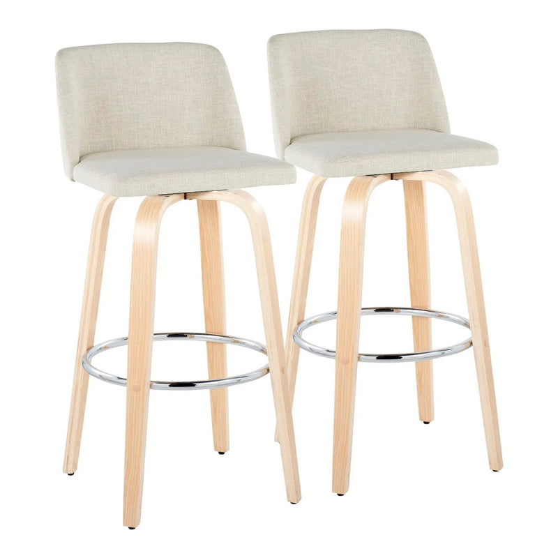 Toriano - Contemporary, Fixed Height Barstool Swivel & Round Footrest (Set of 2) by Unique Piece Furniture