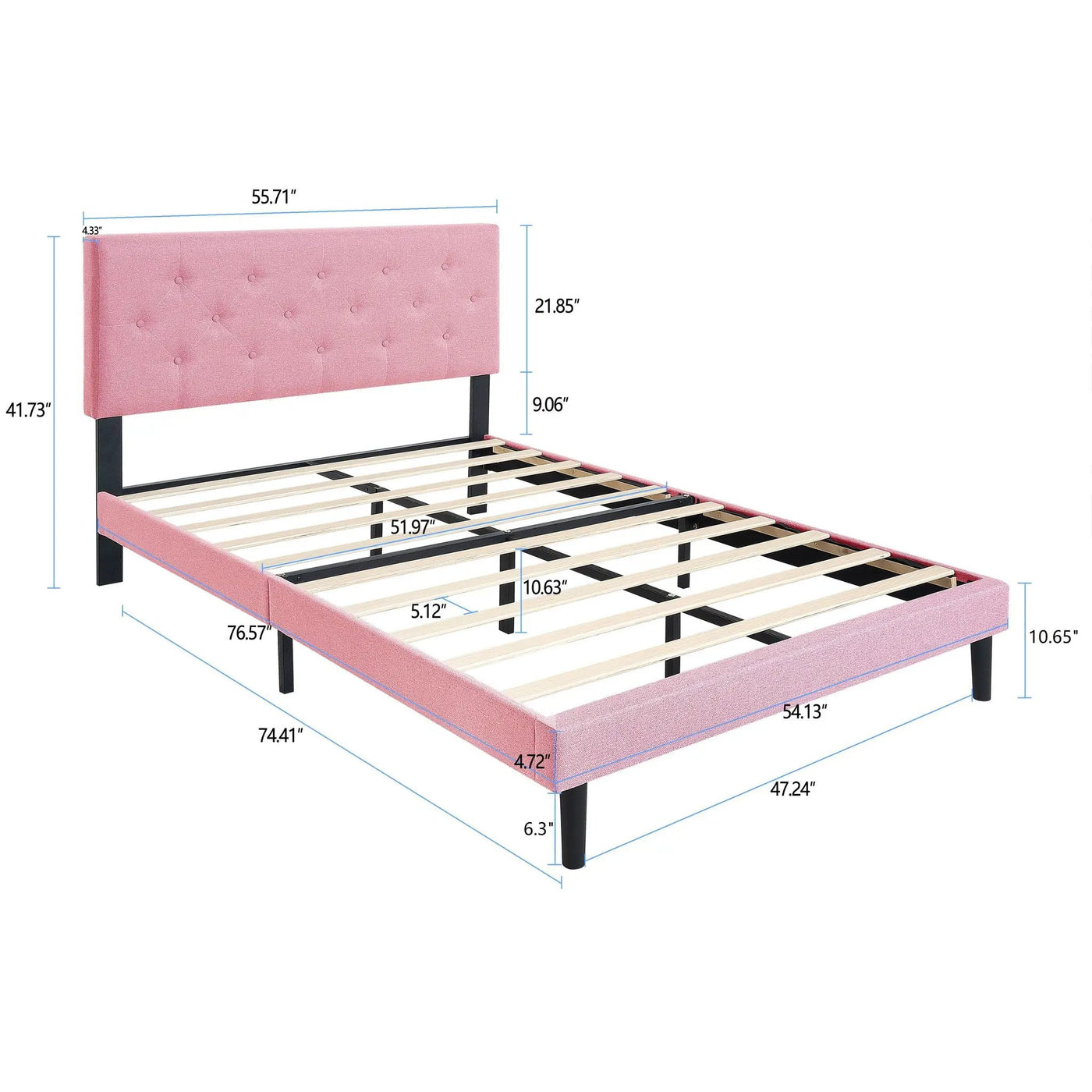 Modern Upholstered Platform Bed Frame With Button Tufted Fabric Headboard by Unique Piece Furniture