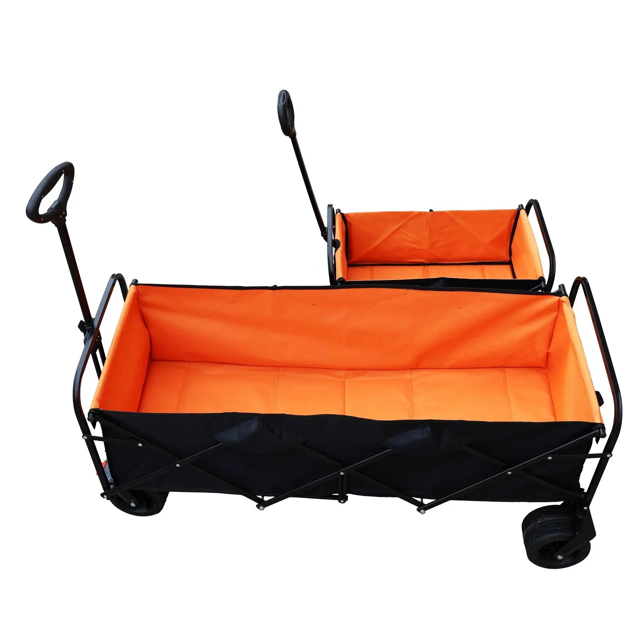 Big Large Capacity Folding Wagon Cart with Extender (Black + Orange) by HouseOfZazla