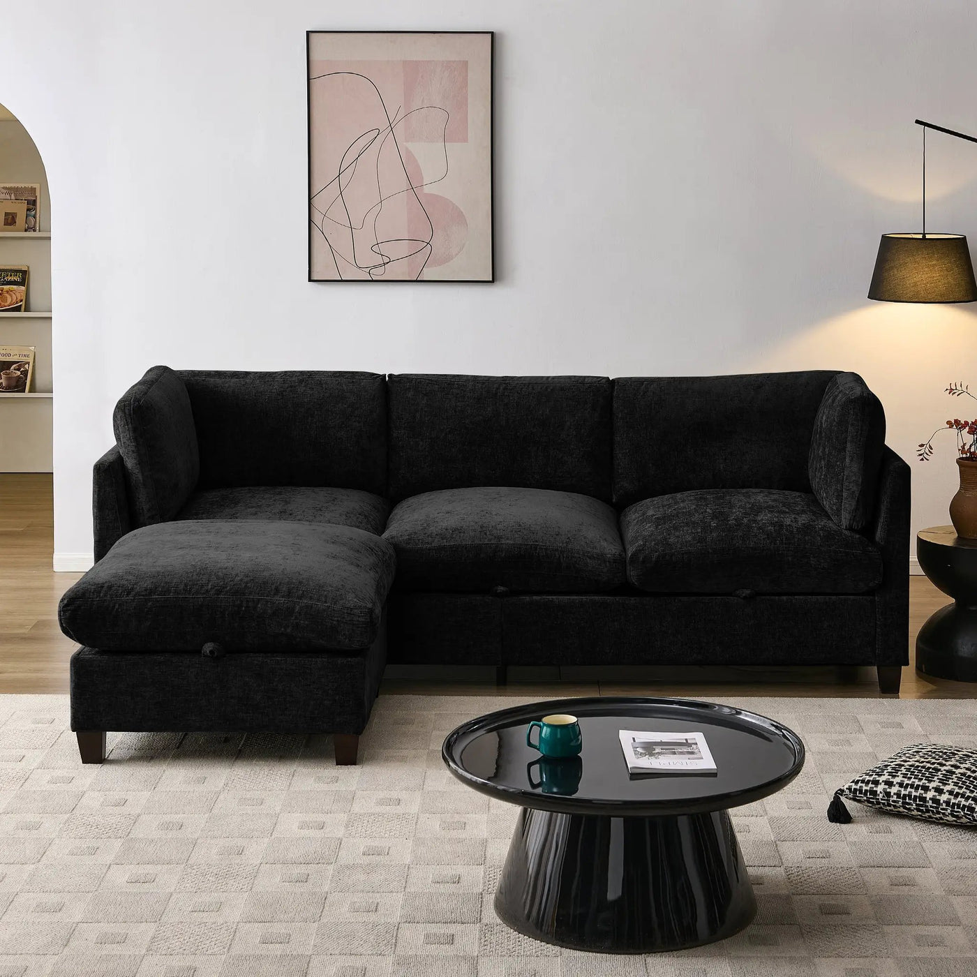 Chenille Upholstered L-Shape Sectional Couch by HouseOfZazla