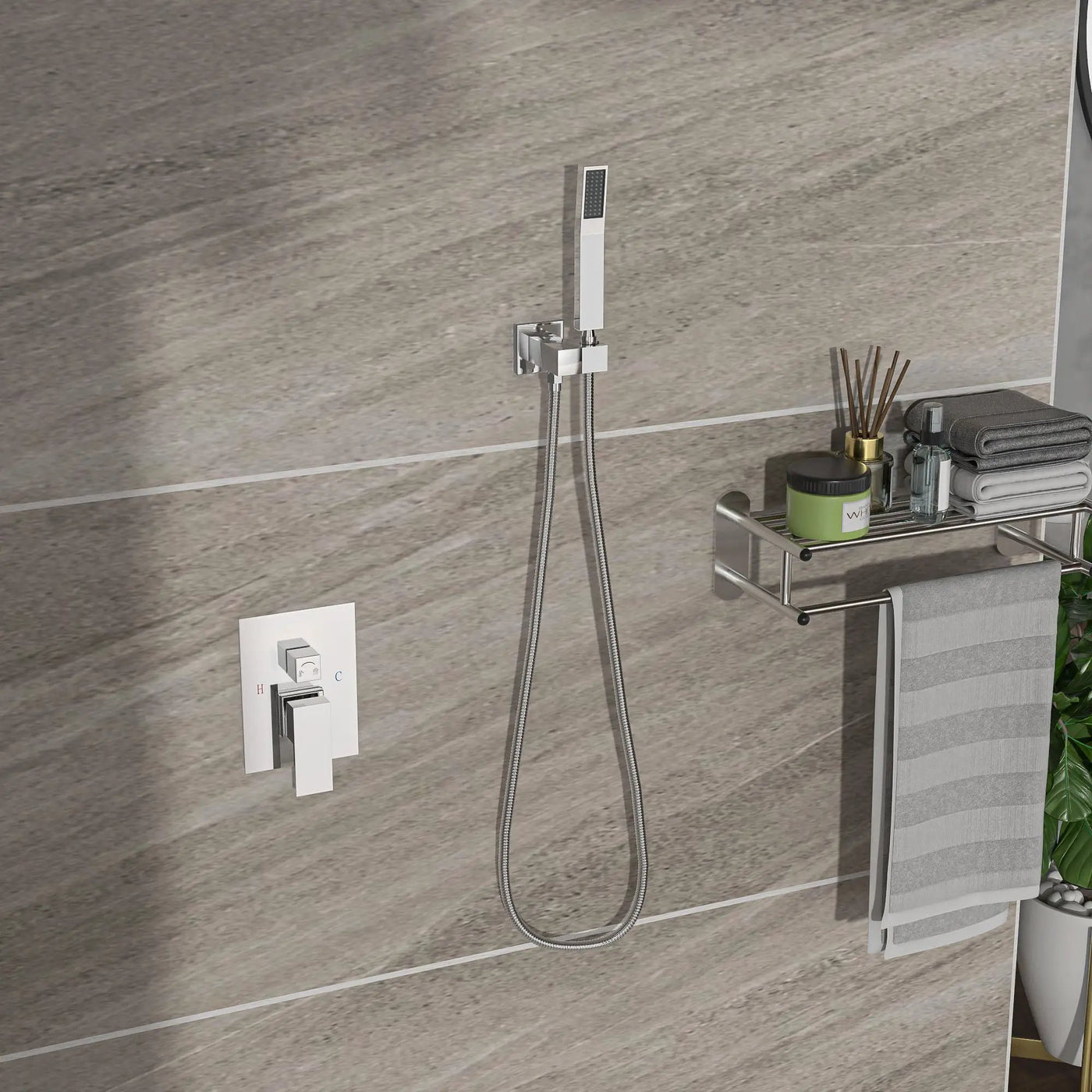 Dual Shower Head System With Ceiling Mount And Rough In Valve by HouseOfZazla
