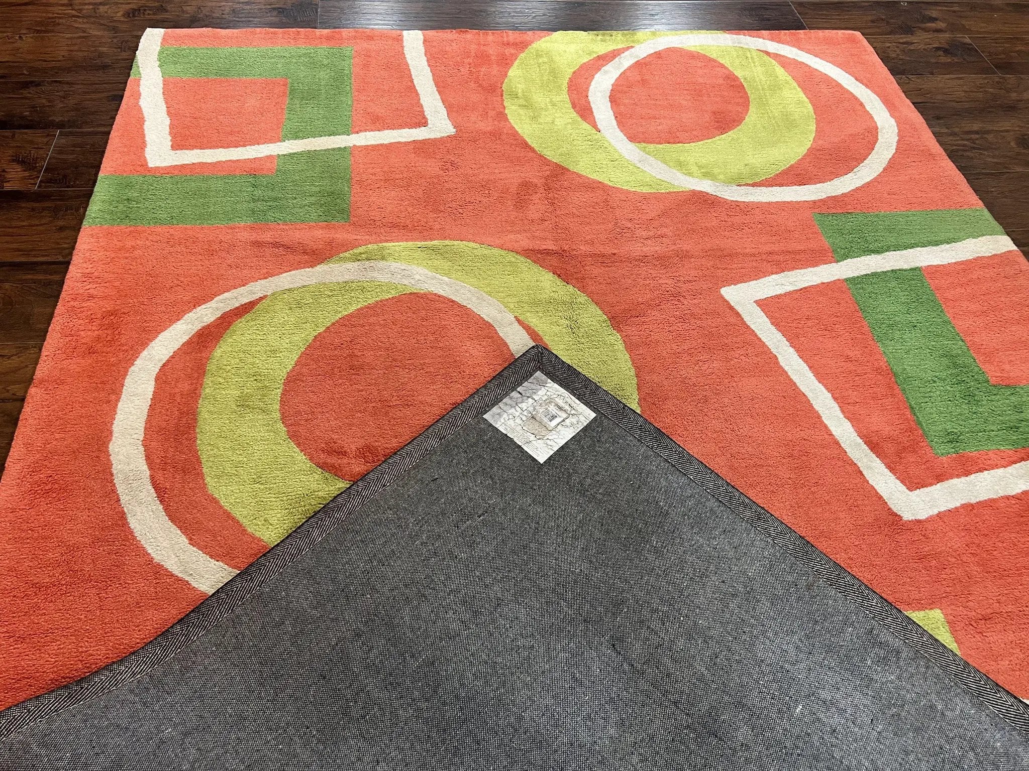 Abstract Rug 6x9, Modern Contemporary Rug, Red-Orange Green by Jewel Rugs