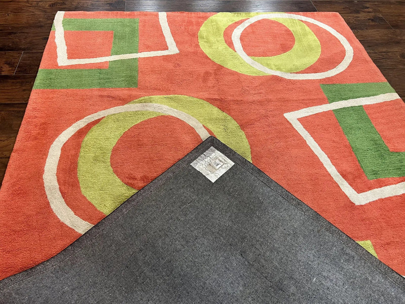 Abstract Rug 6x9, Modern Contemporary Rug, Red-Orange Green by Jewel Rugs