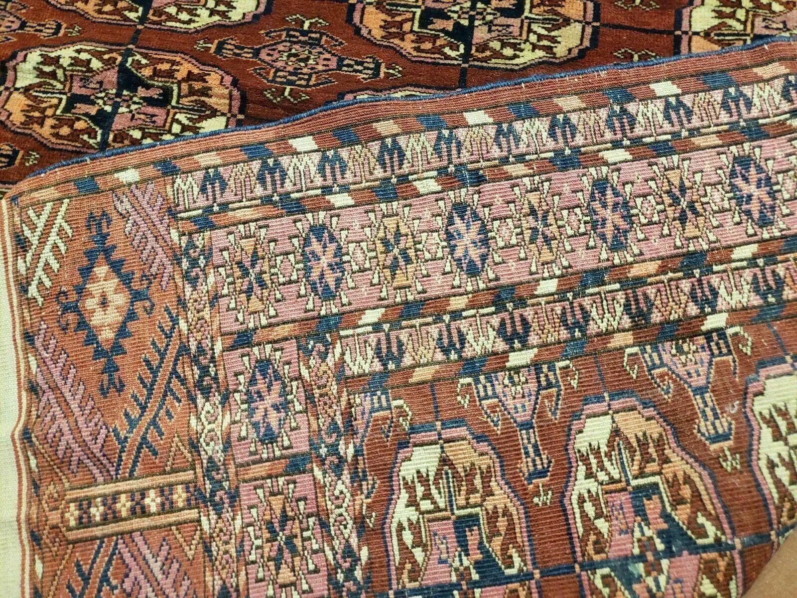 4' X 4' Antique Handmade Turkoman Bokhara Balouch Woven Wool Rug Brick Red Nice by Jewel Rugs