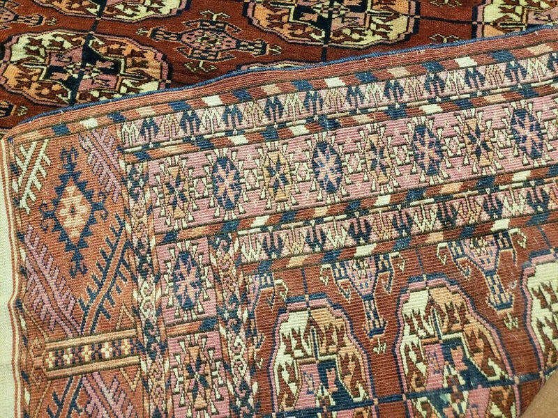4' X 4' Antique Handmade Turkoman Bokhara Balouch Woven Wool Rug Brick Red Nice by Jewel Rugs