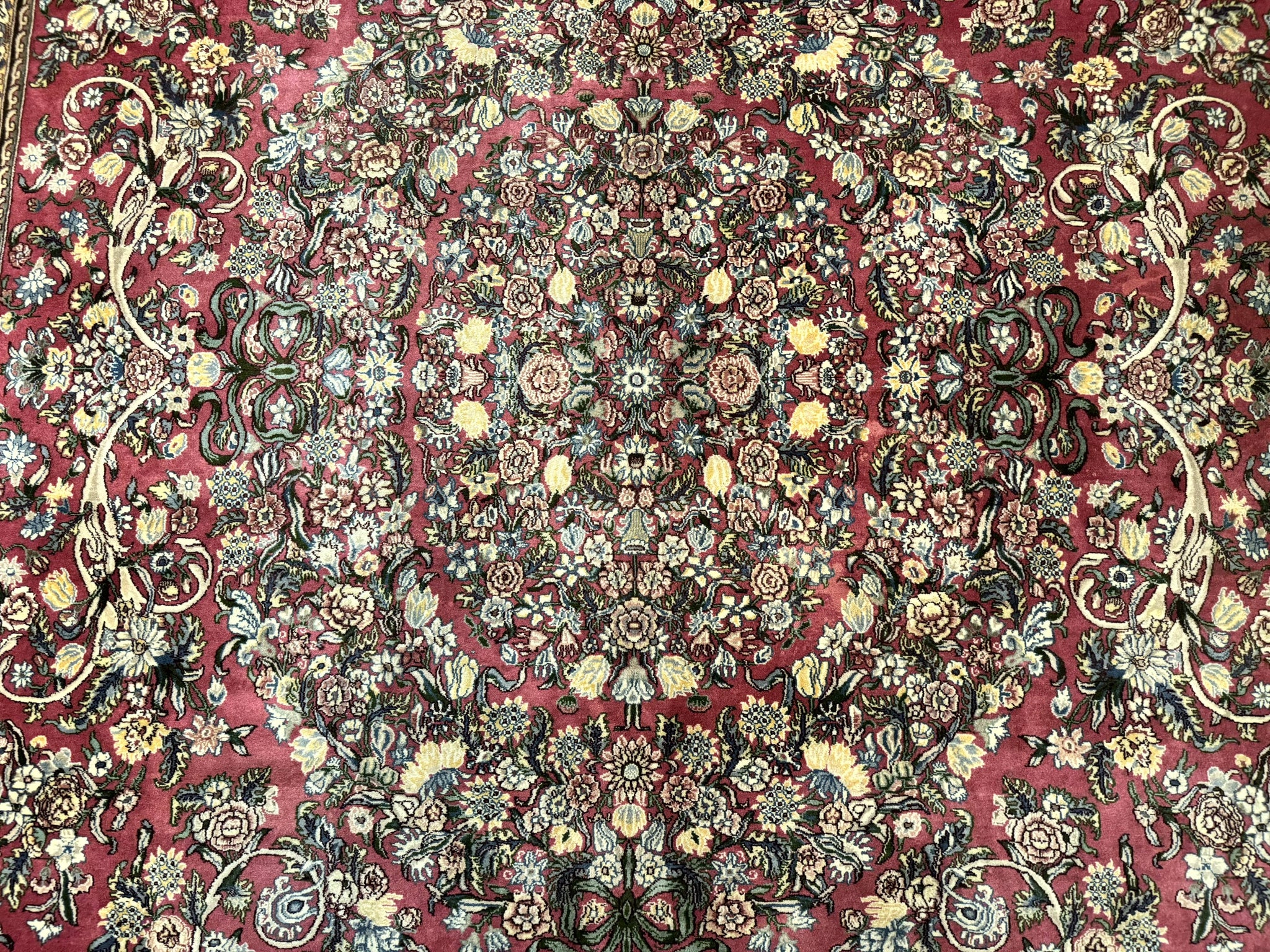 Sino Persian Rug 9x12, Fine 290 KPSI, Rose-Red, Floral Allover by Jewel Rugs