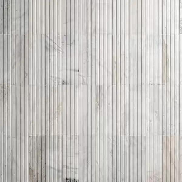 Open Box MSI Arabescato Venato White 4 in. x 12 in. Fluted Honed Marble Mosaic Wall Tile (4.95 sq. ft./Case) by Selzalot