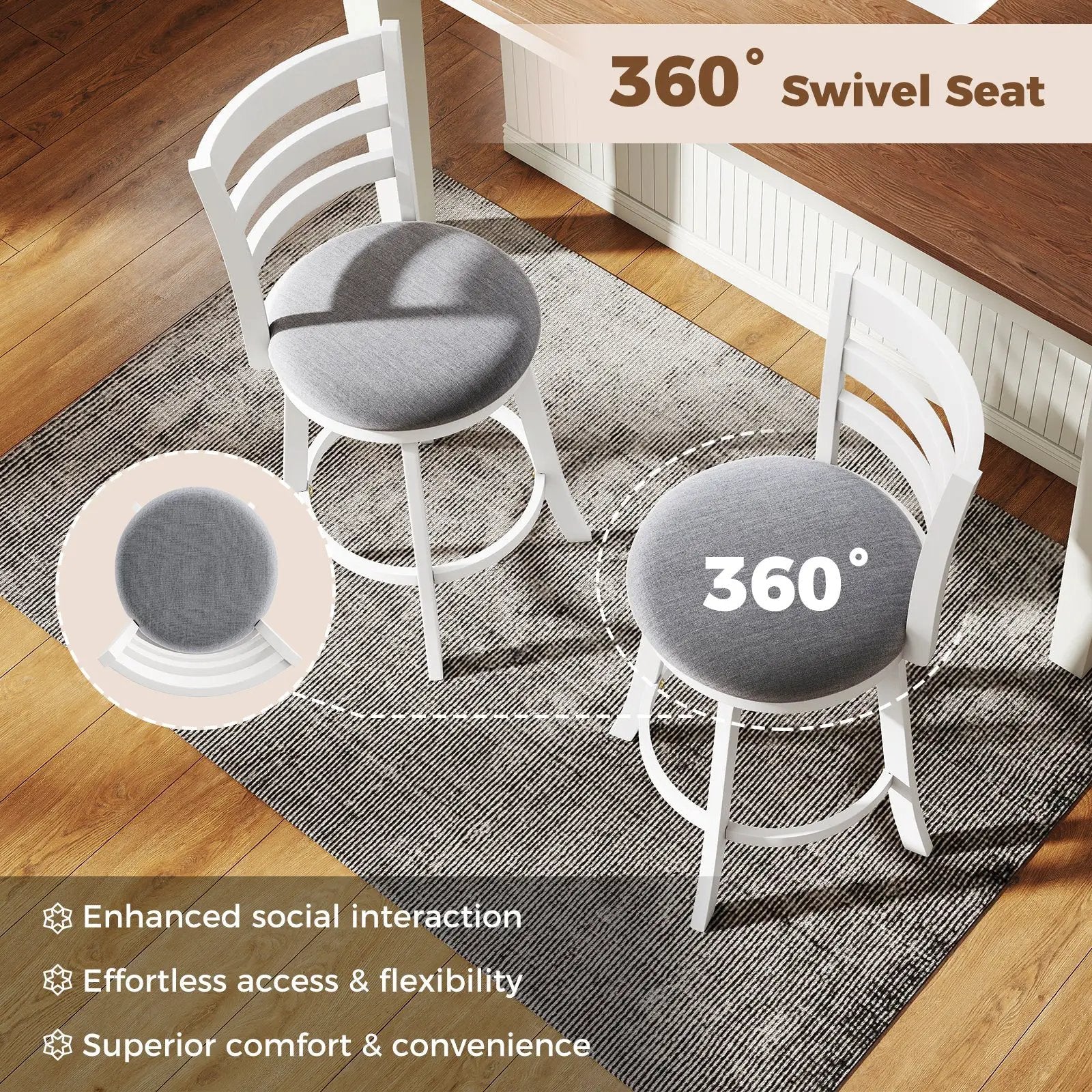 25"/30.5" Swivel Barstools Set of 2 360¬∞ Rotating Bar/Counter Height Chairs with Upholstered Seat by DirectDeals