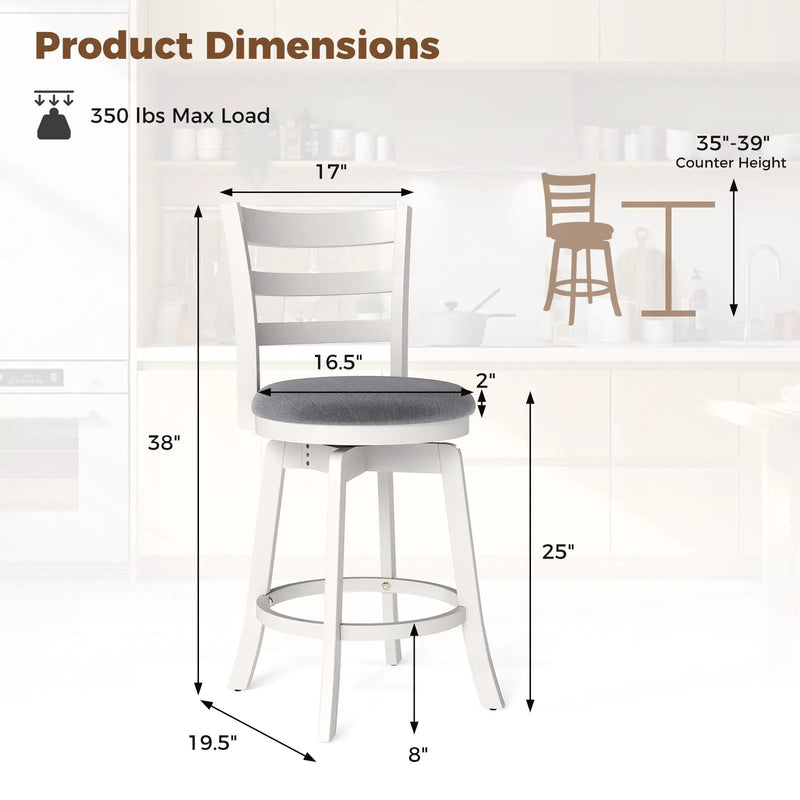 25"/30.5" Swivel Barstools Set of 2 360¬∞ Rotating Bar/Counter Height Chairs with Upholstered Seat by DirectDeals