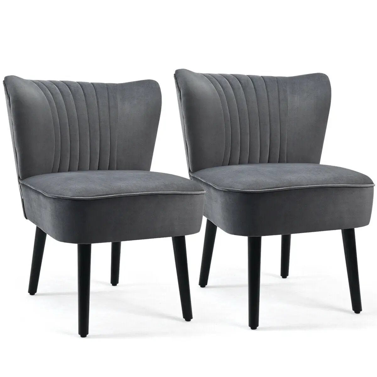 Set of 2 Upholstered Modern Leisure Club Chairs with Solid Wood Legs by DirectDeals