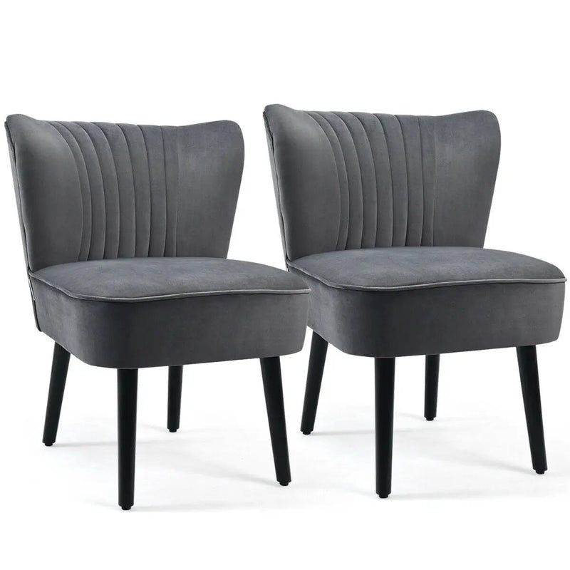 Set of 2 Upholstered Modern Leisure Club Chairs with Solid Wood Legs by DirectDeals