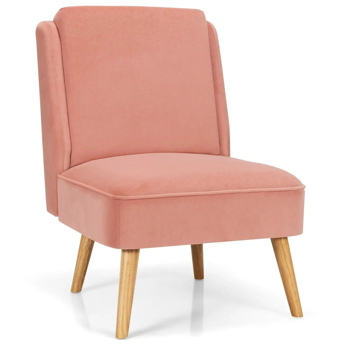Velvet Accent Armless Side Chair with Rubber Wood Legs for Bedroom, photo 8 of 24