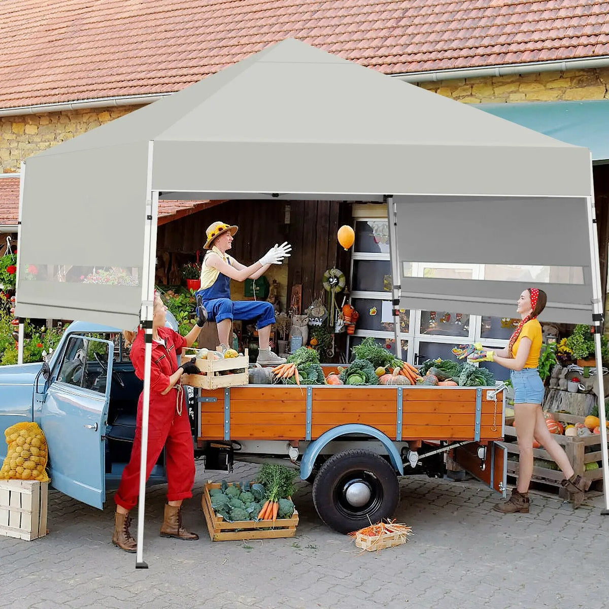 17 Feet x 10 Feet Foldable Pop Up Canopy with Adjustable Instant Sun Shelter, photo 27 of 32