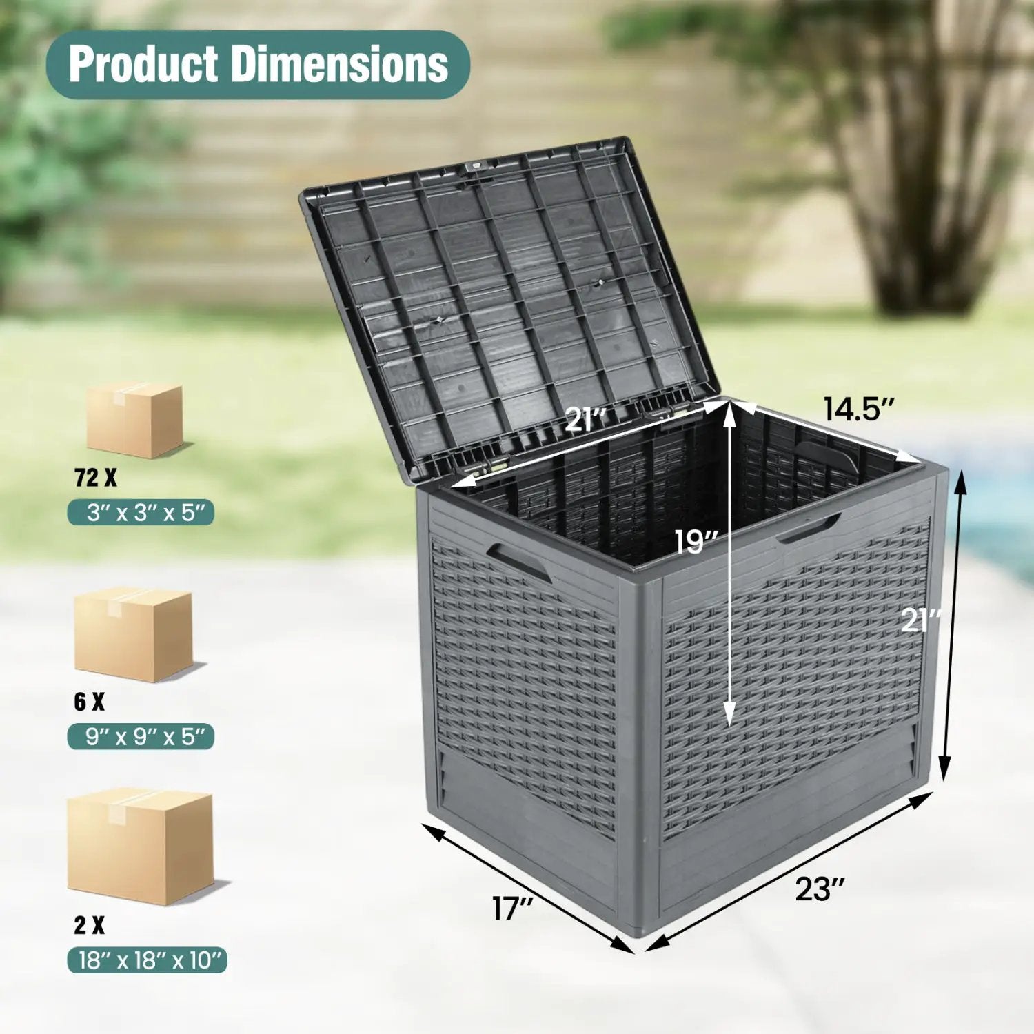 25 Gallon Outdoor Storage Box with Rattan Patterns by DirectDeals
