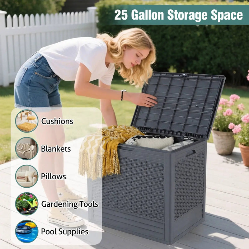 25 Gallon Outdoor Storage Box with Rattan Patterns by DirectDeals