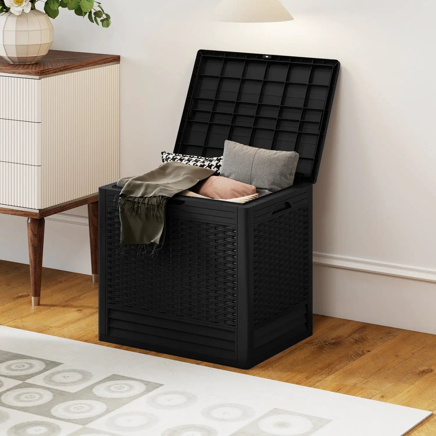 25 Gallon Outdoor Storage Box with Rattan Pattern by DirectDeals
