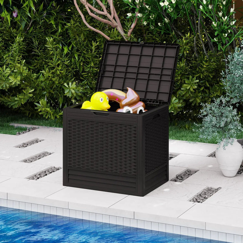25 Gallon Outdoor Storage Box with Rattan Pattern by DirectDeals