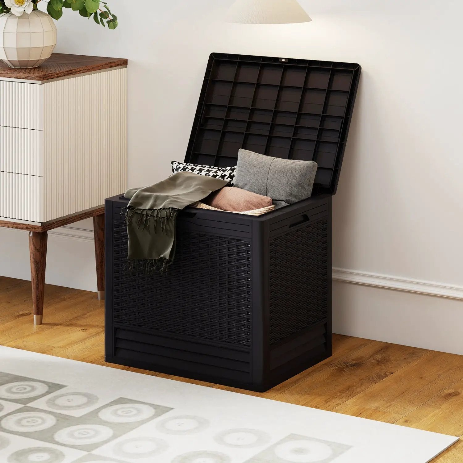 25 Gallon Outdoor Storage Box with Rattan Pattern by DirectDeals