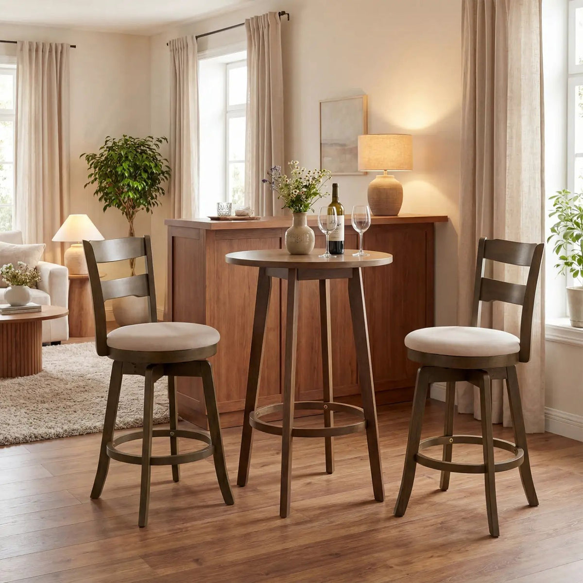 25 Inch Swivel Counter Barstools with Backrest & Upholstered Seat, photo 4 of 16