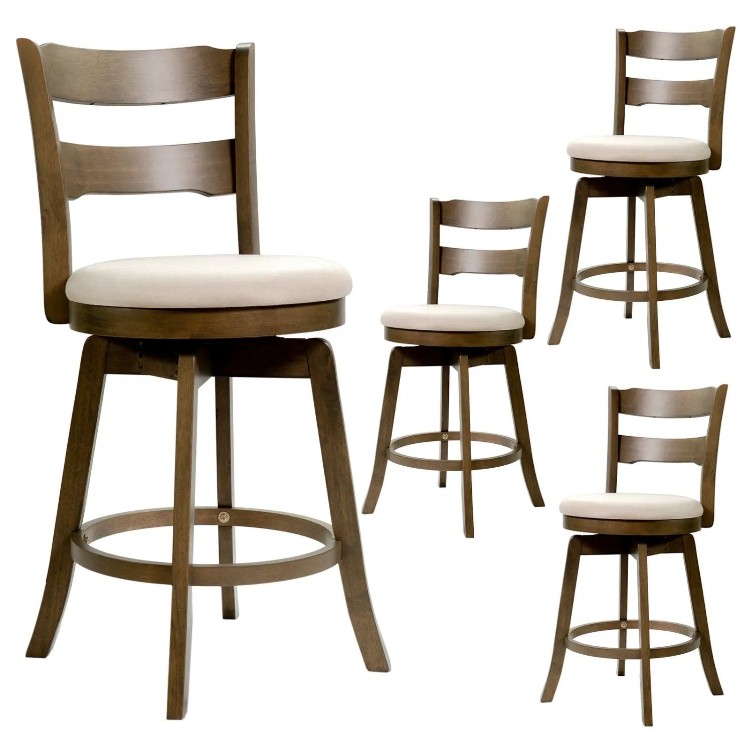 25 Inch Swivel Counter Barstools with Backrest & Upholstered Seat by DirectDeals