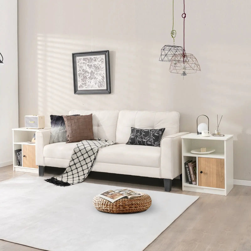 2 Pieces 25 Inch Tall Nightstands with Door and 2 Open Shelves-White by DirectDeals