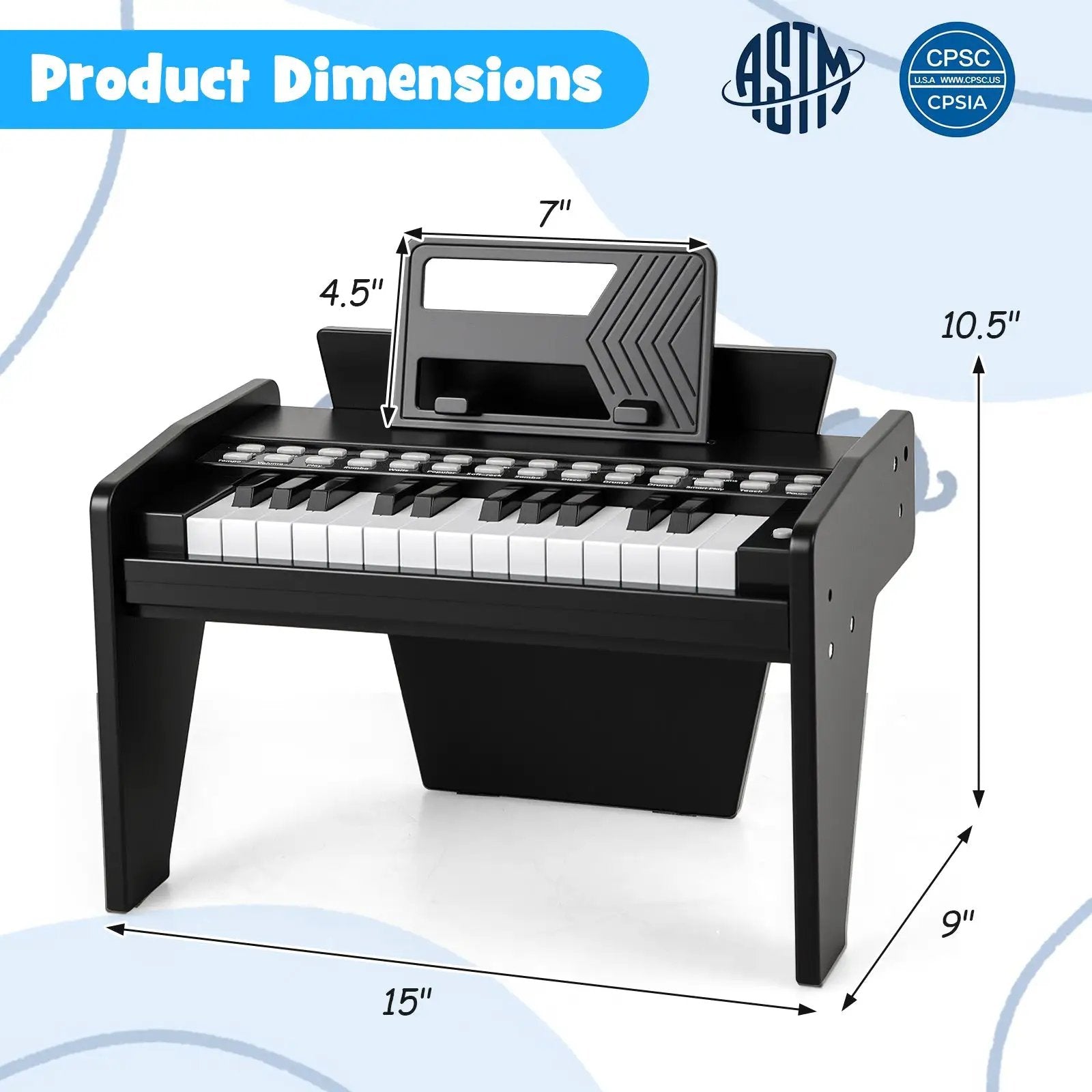 25 Keys Kids Piano Keyboard with Adjustable Speed and Volume by DirectDeals