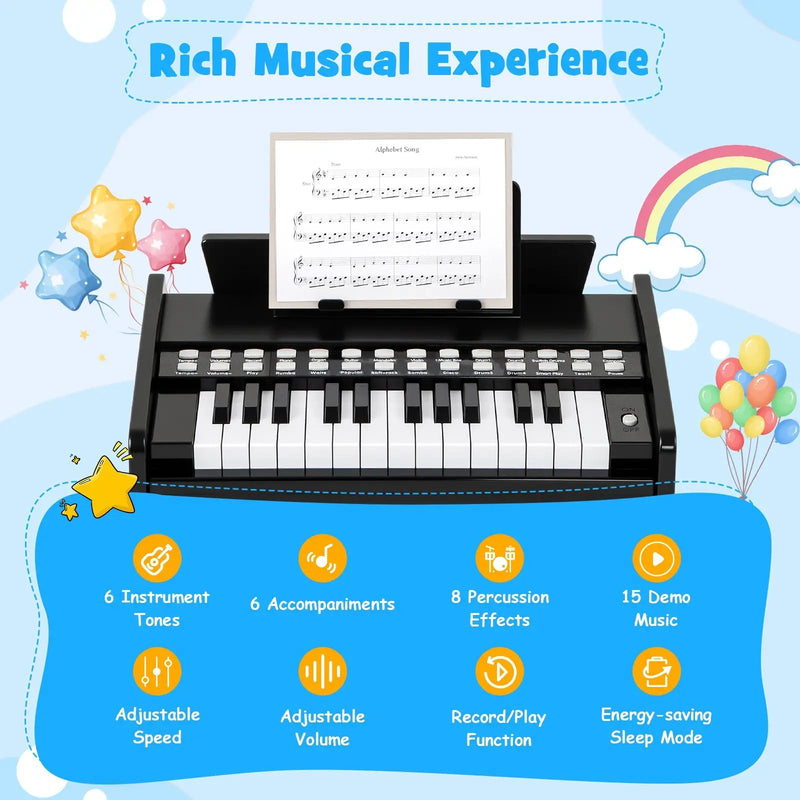 25 Keys Kids Piano Keyboard with Adjustable Speed and Volume by DirectDeals