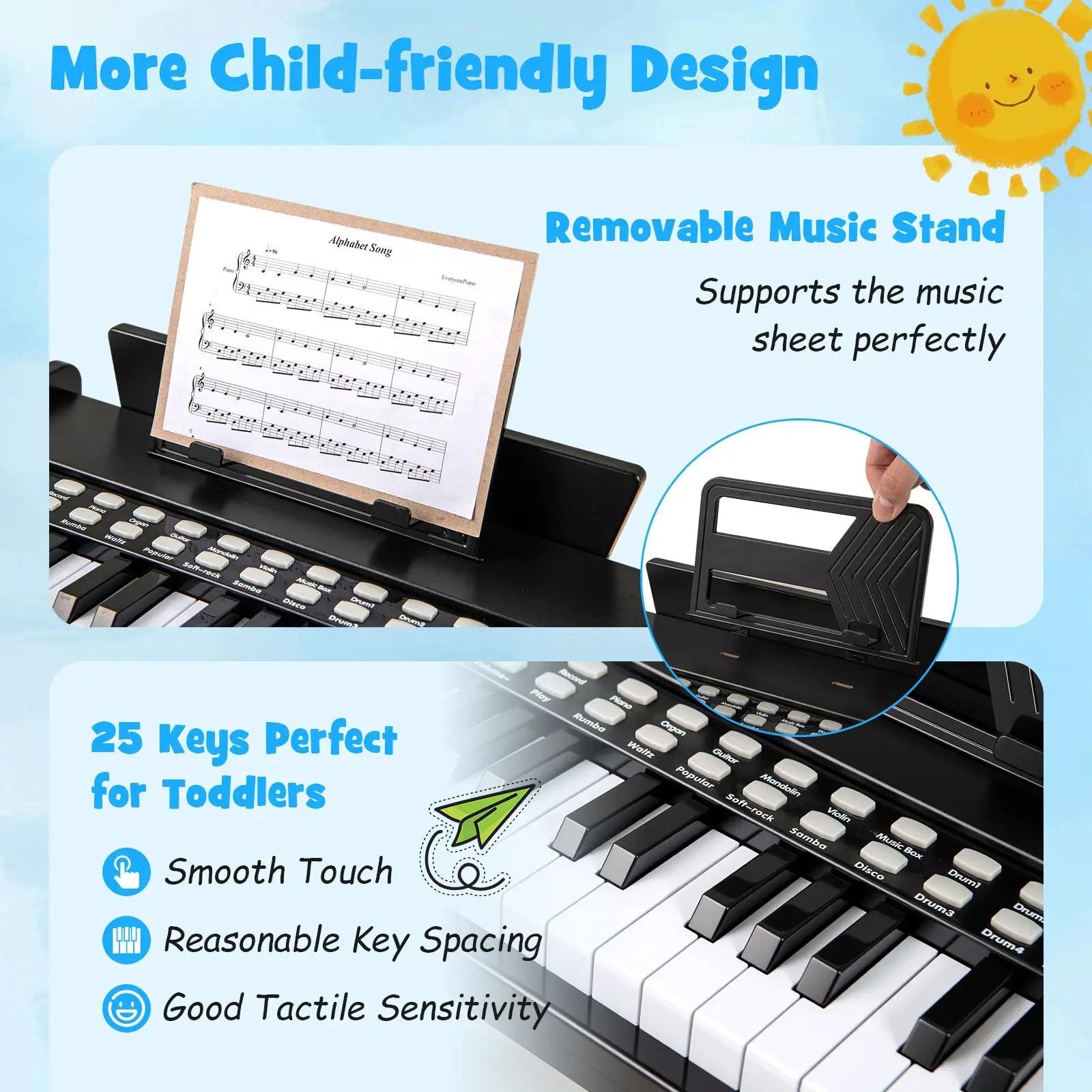 25 Keys Kids Piano Keyboard with Adjustable Speed and Volume by DirectDeals