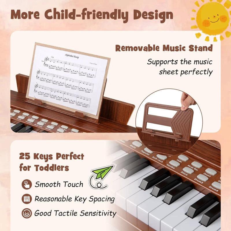25 Keys Kids Piano Keyboard with Adjustable Speed and Volume by DirectDeals