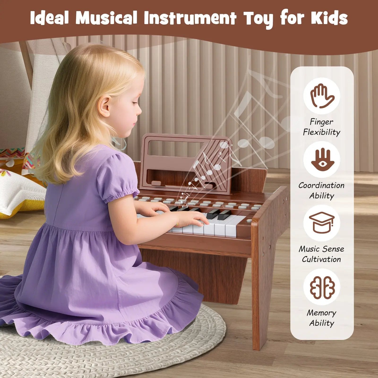 25 Keys Kids Piano Keyboard with Adjustable Speed and Volume by DirectDeals