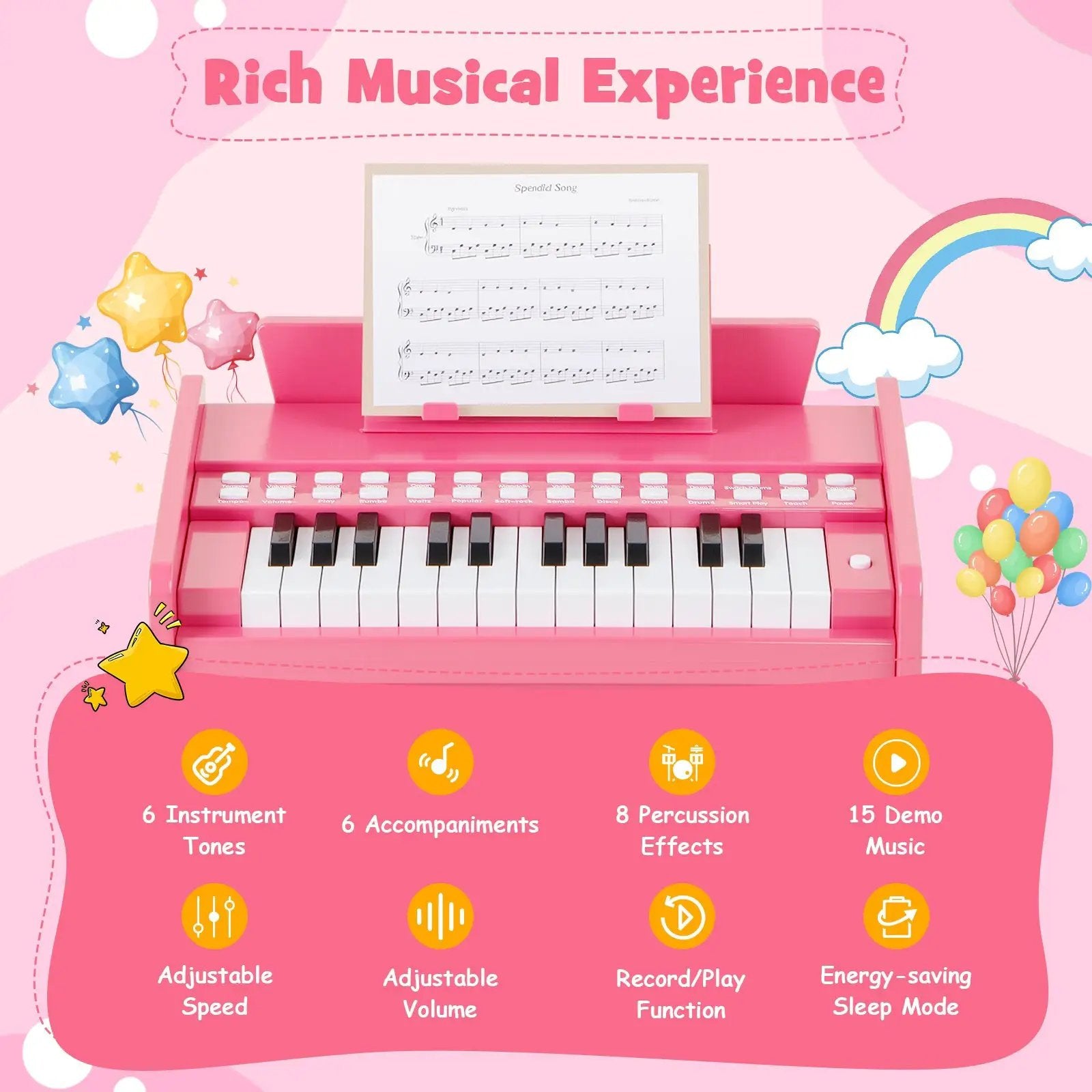 25 Keys Kids Piano Keyboard with Adjustable Speed and Volume by DirectDeals