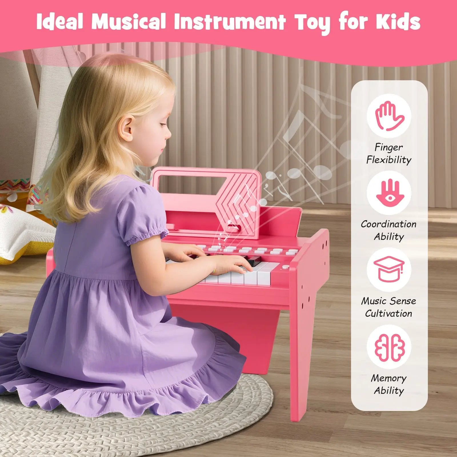 25 Keys Kids Piano Keyboard with Adjustable Speed and Volume by DirectDeals