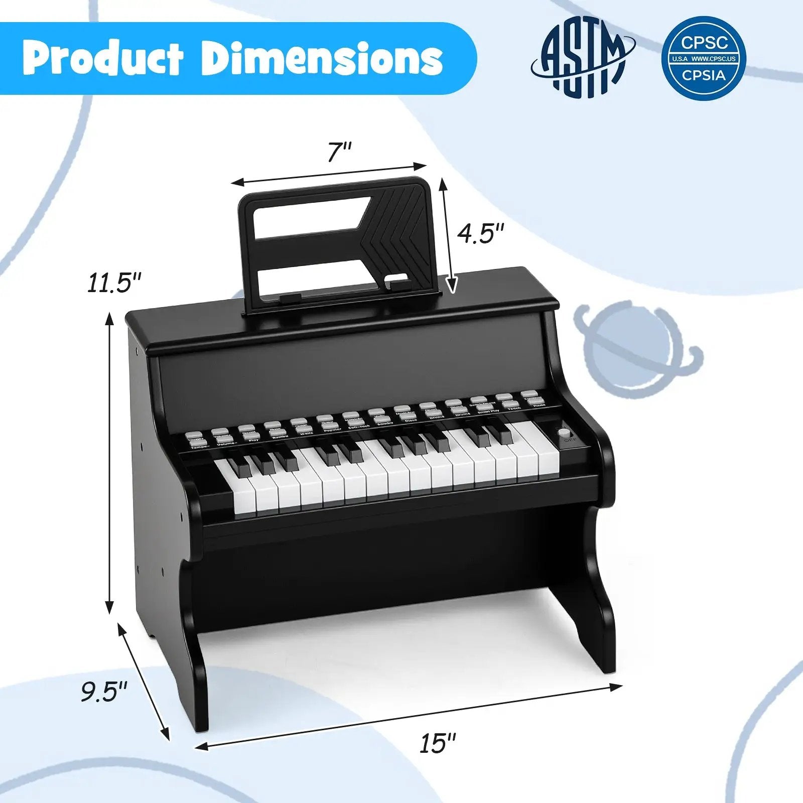 25 Keys Kids Piano Keyboard with Adjustable Speed and Teaching Mode by DirectDeals