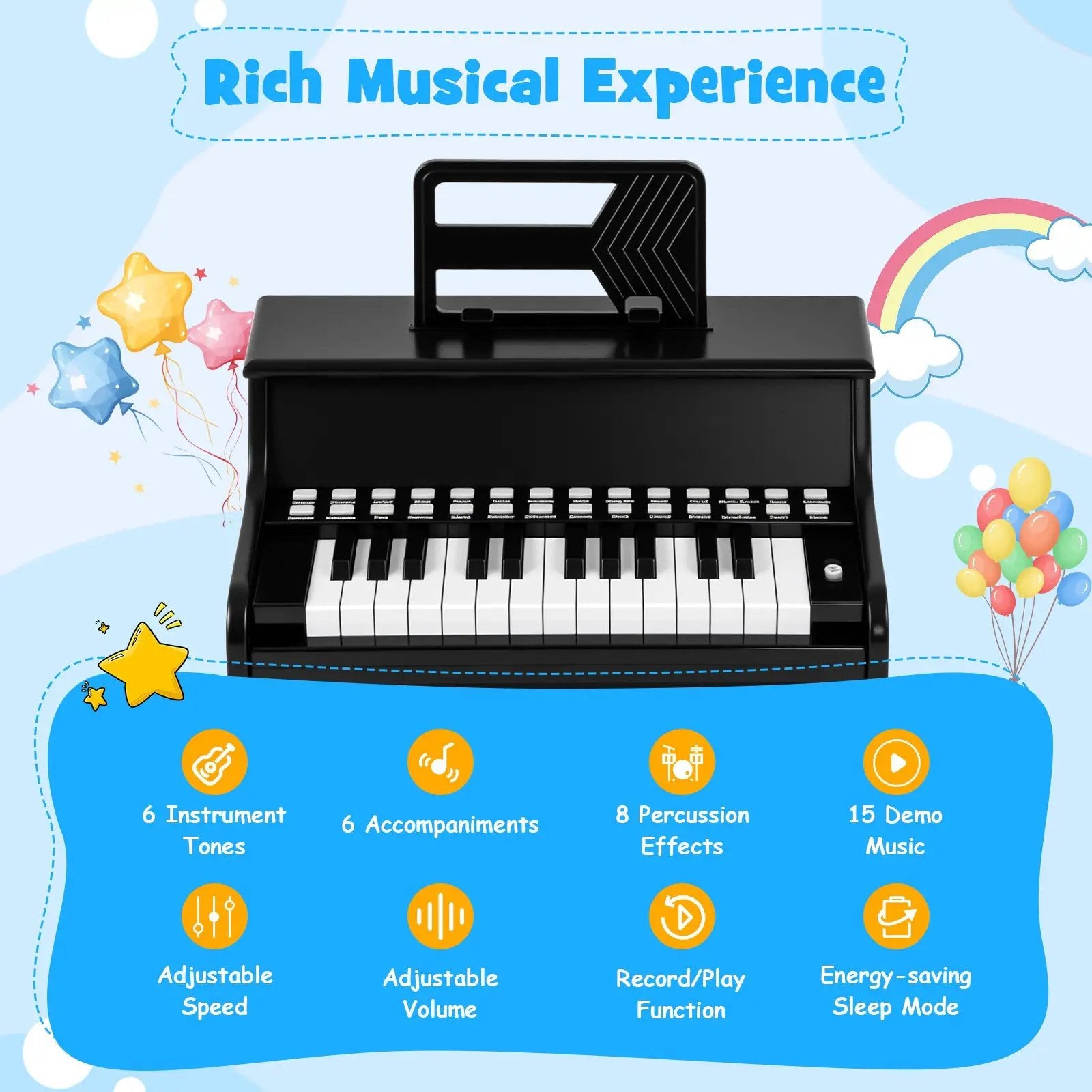 25 Keys Kids Piano Keyboard with Adjustable Speed and Teaching Mode by DirectDeals