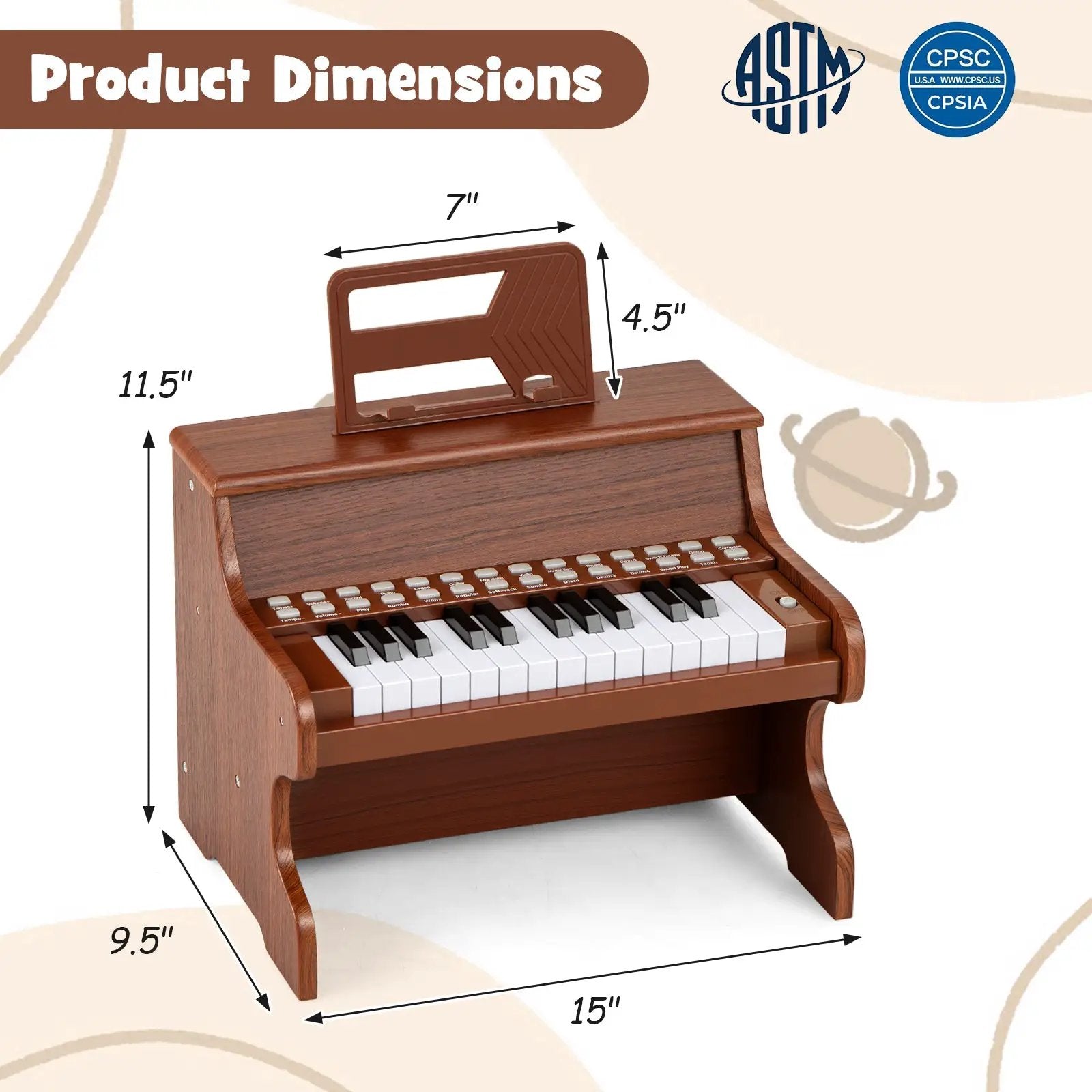 25 Keys Kids Piano Keyboard with Adjustable Speed and Teaching Mode by DirectDeals