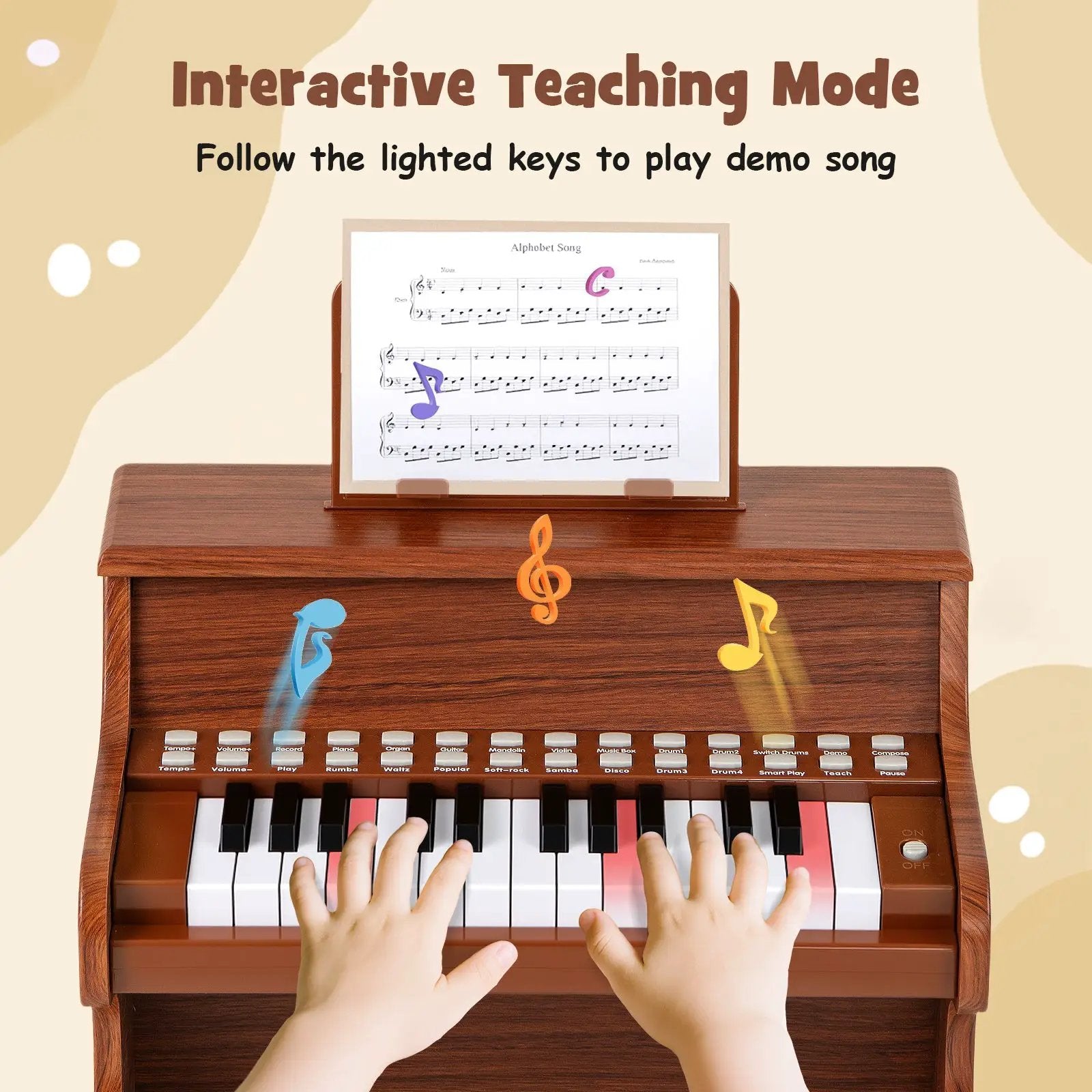 25 Keys Kids Piano Keyboard with Adjustable Speed and Teaching Mode by DirectDeals