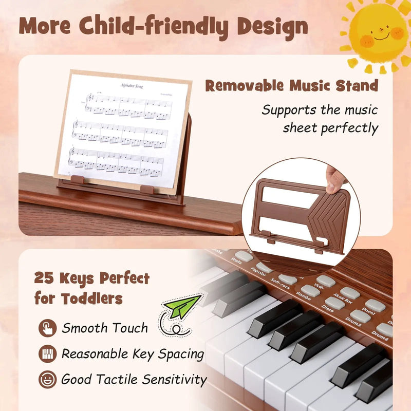 25 Keys Kids Piano Keyboard with Adjustable Speed and Teaching Mode by DirectDeals