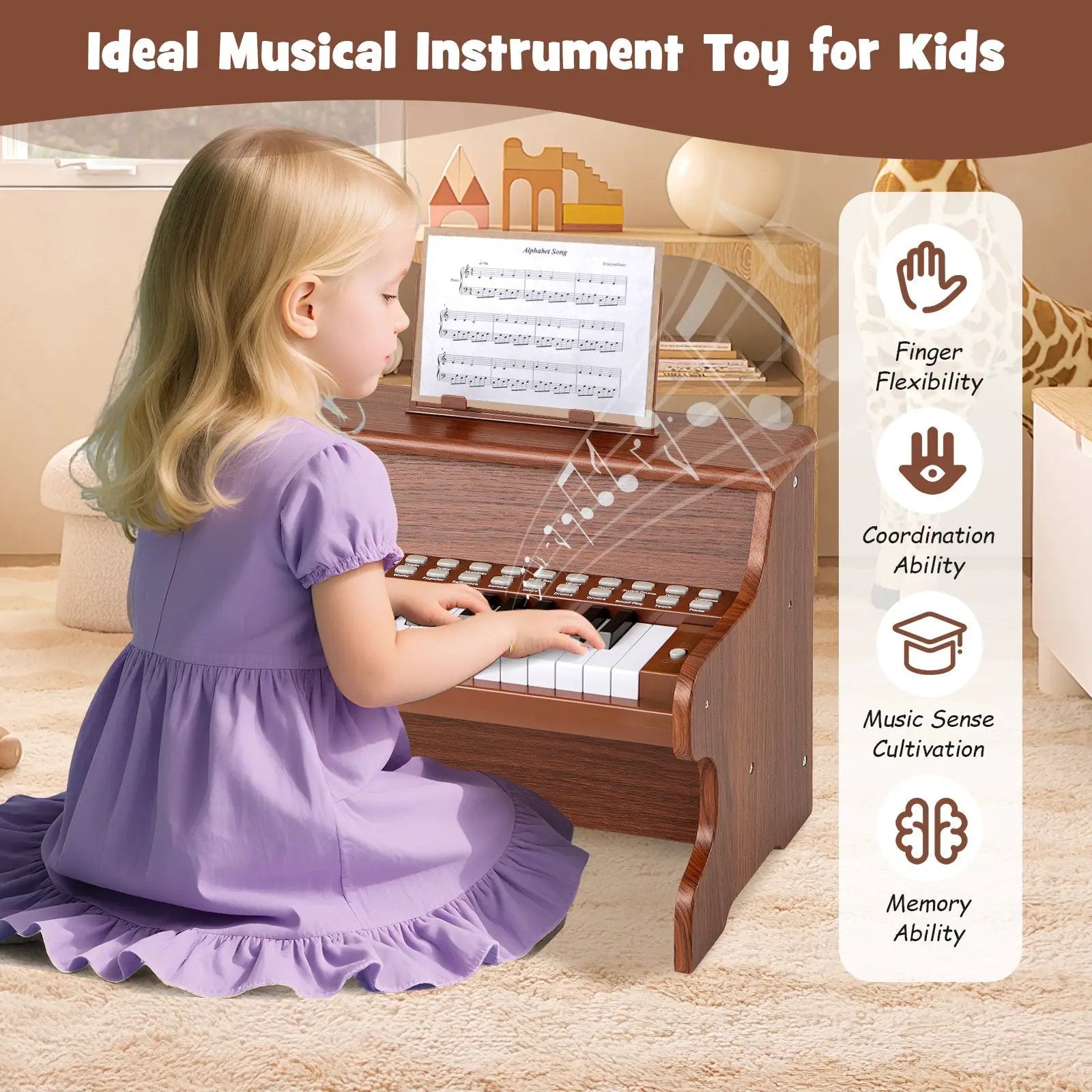 25 Keys Kids Piano Keyboard with Adjustable Speed and Teaching Mode by DirectDeals