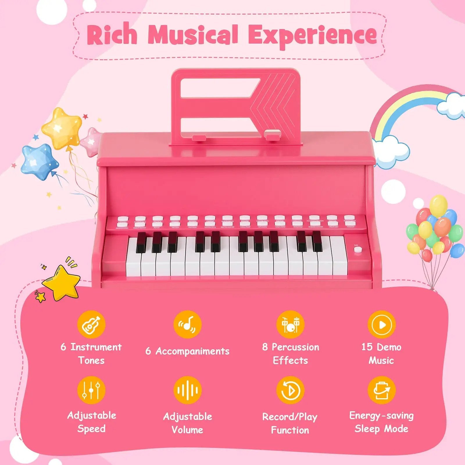 25 Keys Kids Piano Keyboard with Adjustable Speed and Teaching Mode by DirectDeals