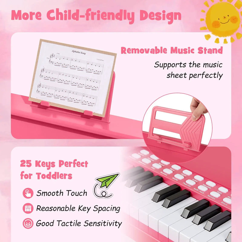 25 Keys Kids Piano Keyboard with Adjustable Speed and Teaching Mode by DirectDeals