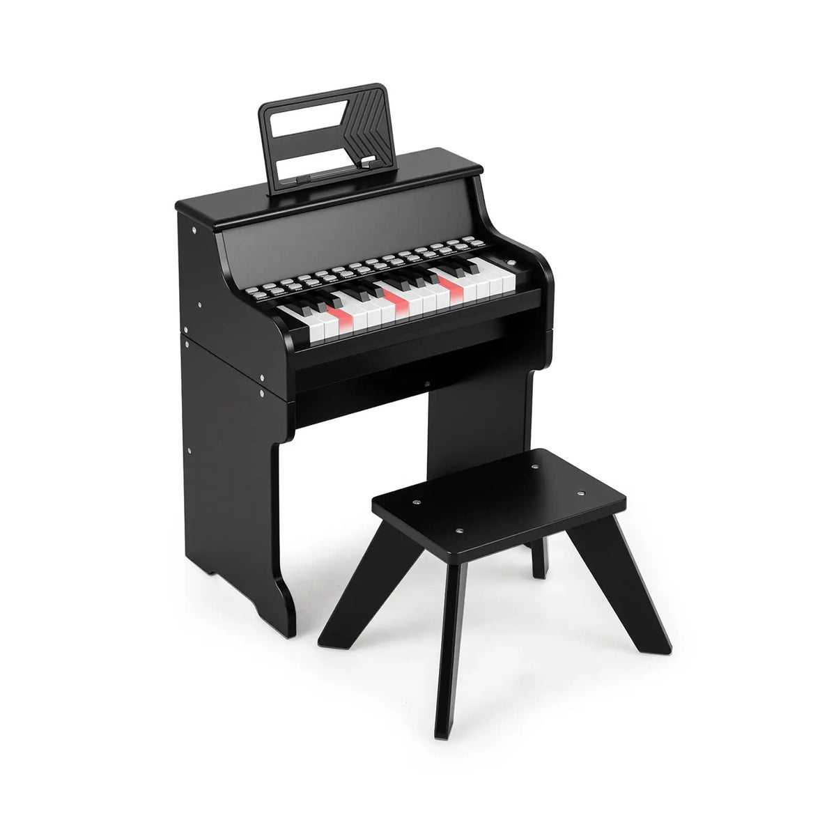 25 Keys Kids Piano Keyboard with Stool Mini Digital Piano Wooden Toy with Adjustable Speed and Volume, photo 9 of 24