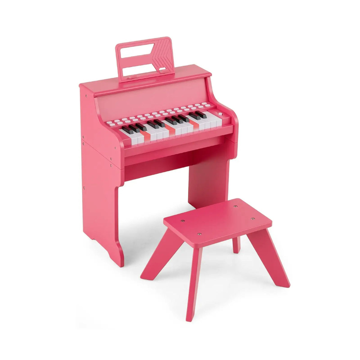 25 Keys Kids Piano Keyboard with Stool Mini Digital Piano Wooden Toy with Adjustable Speed and Volume, photo 8 of 24