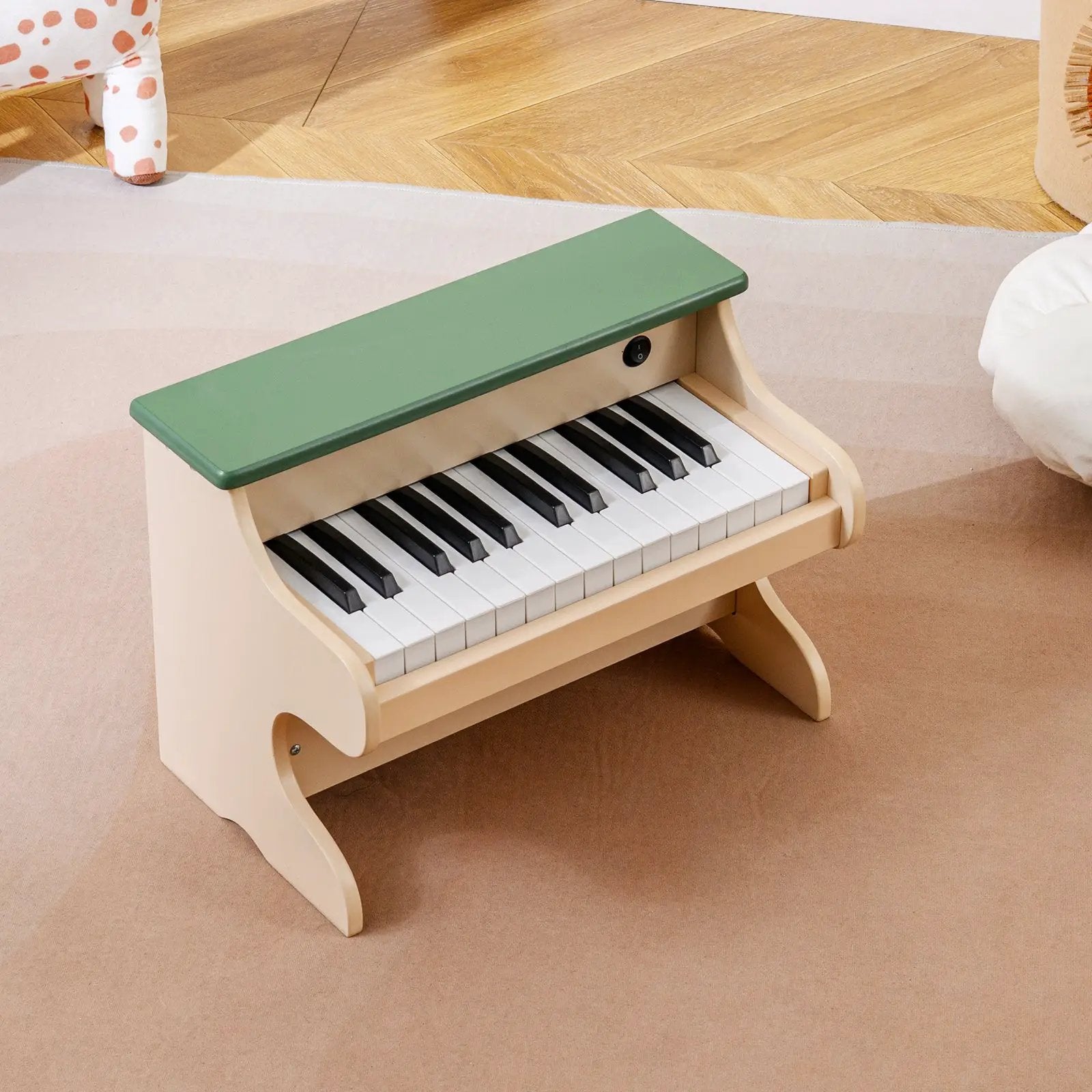 25 Keys Kids Piano Keyboard Wooden Digital Piano Toy with Removable Music Stand-Green by DirectDeals