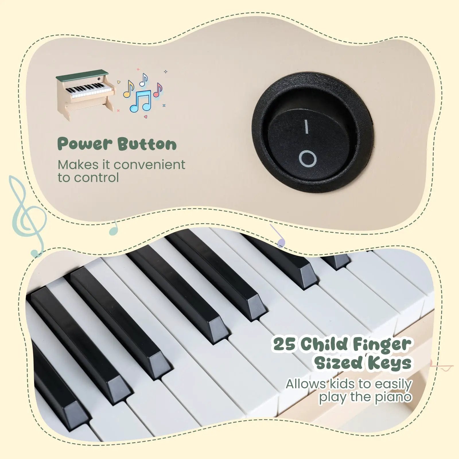 25 Keys Kids Piano Keyboard Wooden Digital Piano Toy with Removable Music Stand-Green by DirectDeals