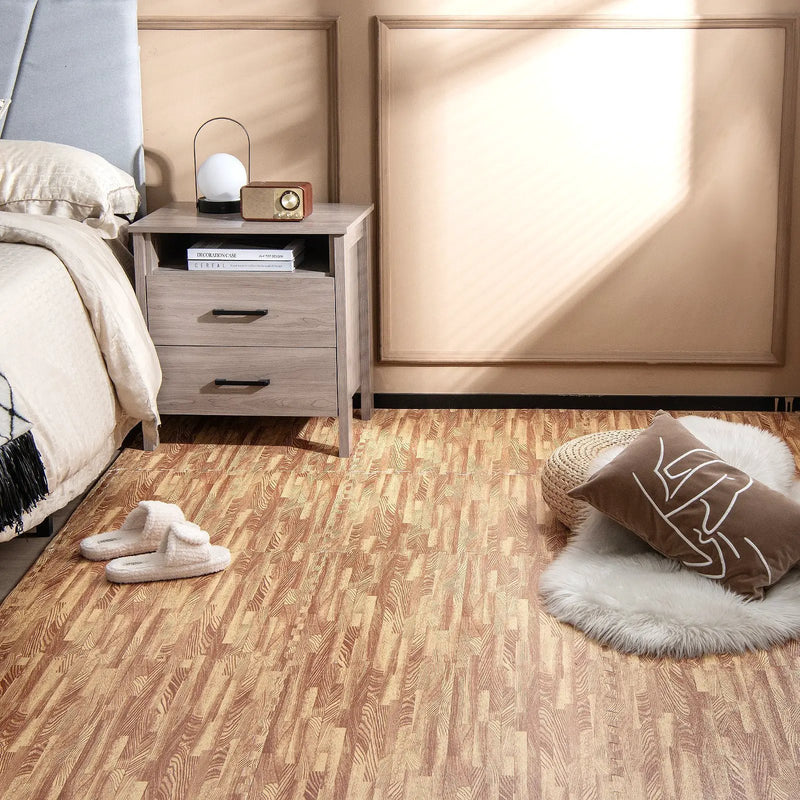 25 Tiles Wood Grain Foam Floor Mats with Borders- Natural by DirectDeals