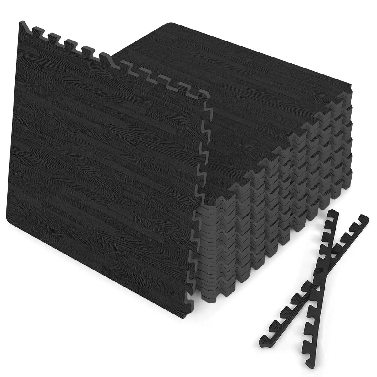 25 Tiles Wood Grain Foam Floor Mats with Borders- Natural, photo 10 of 11