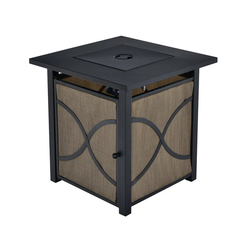25 Inch 40000 BTU Propane Fire Pit Table with Lid and Fire Glass by DirectDeals
