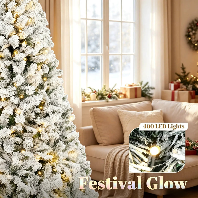 7.5 ft Pre-Lit Flocked Fraser Fir Artificial Christmas Tree by HouseOfZazla