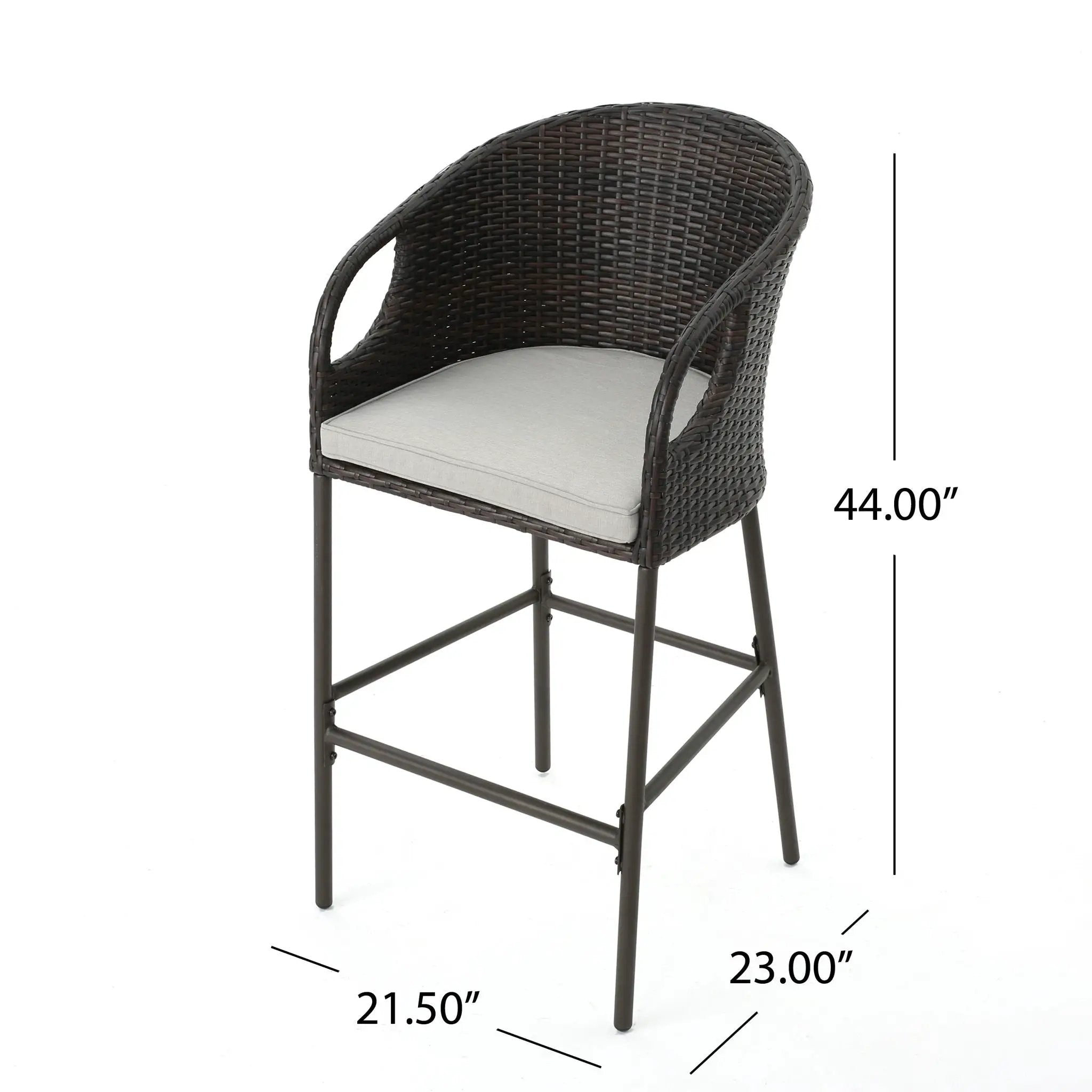 Outdoor 31" Rattan Barstools With Waterproof Cushions (Set of 2) - Multi Brown by HouseOfZazla
